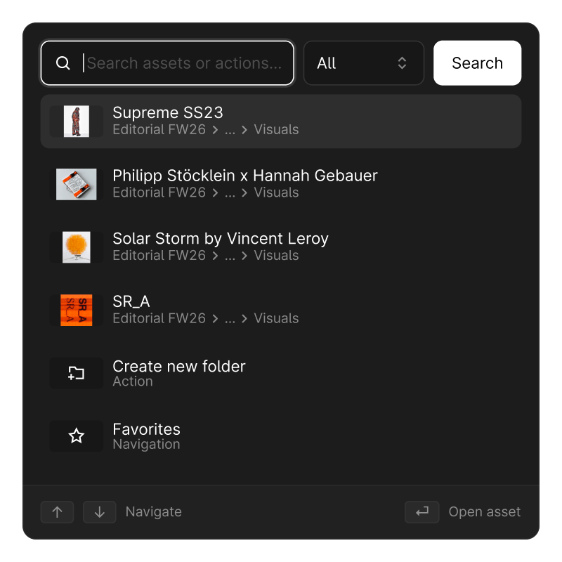 Command k search modal in Cube