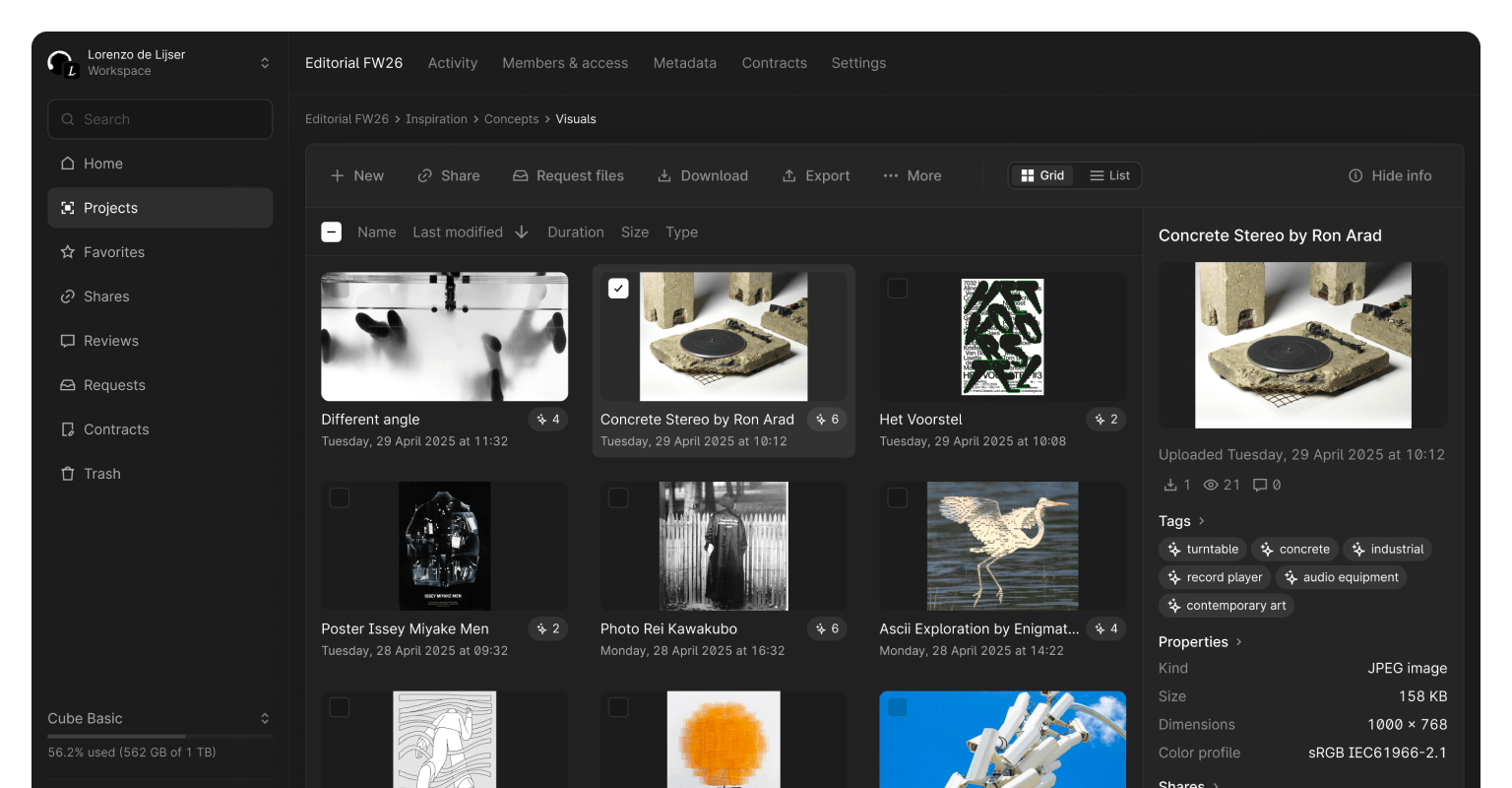 Project and assets navigation in Cube