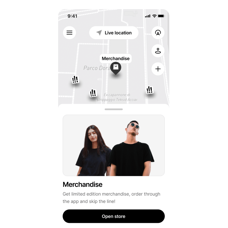Selected store on Woov map