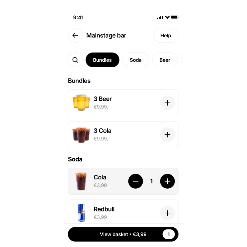 Drinks view in Woov store